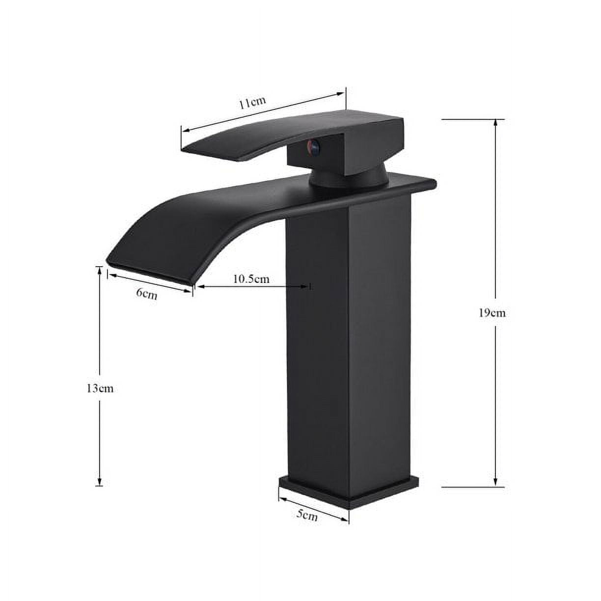 Matte Black Bathroom Counter Top Basin Sink Faucet Waterfall with Cover