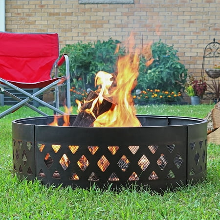 Sunnydaze Crossweave Fire Pit Campfire Ring Large Outdoor Heavy