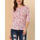 thumbnail image 5 of Camiseta básica de ajuste slim con cuello redondo y mangas de codo para mujeres INSPIRE CHIC, T-shirt impresa 2XL blanca con flores, 5 of 7