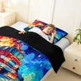 thumbnail image 4 of Castle Fairy Cartoon Fire Truck Twin Comforter Sets 3-Piece for Toddlers, Night Flame Print Bedding Set for Bedroom, Red Blue,Black Reversible, 4 of 6