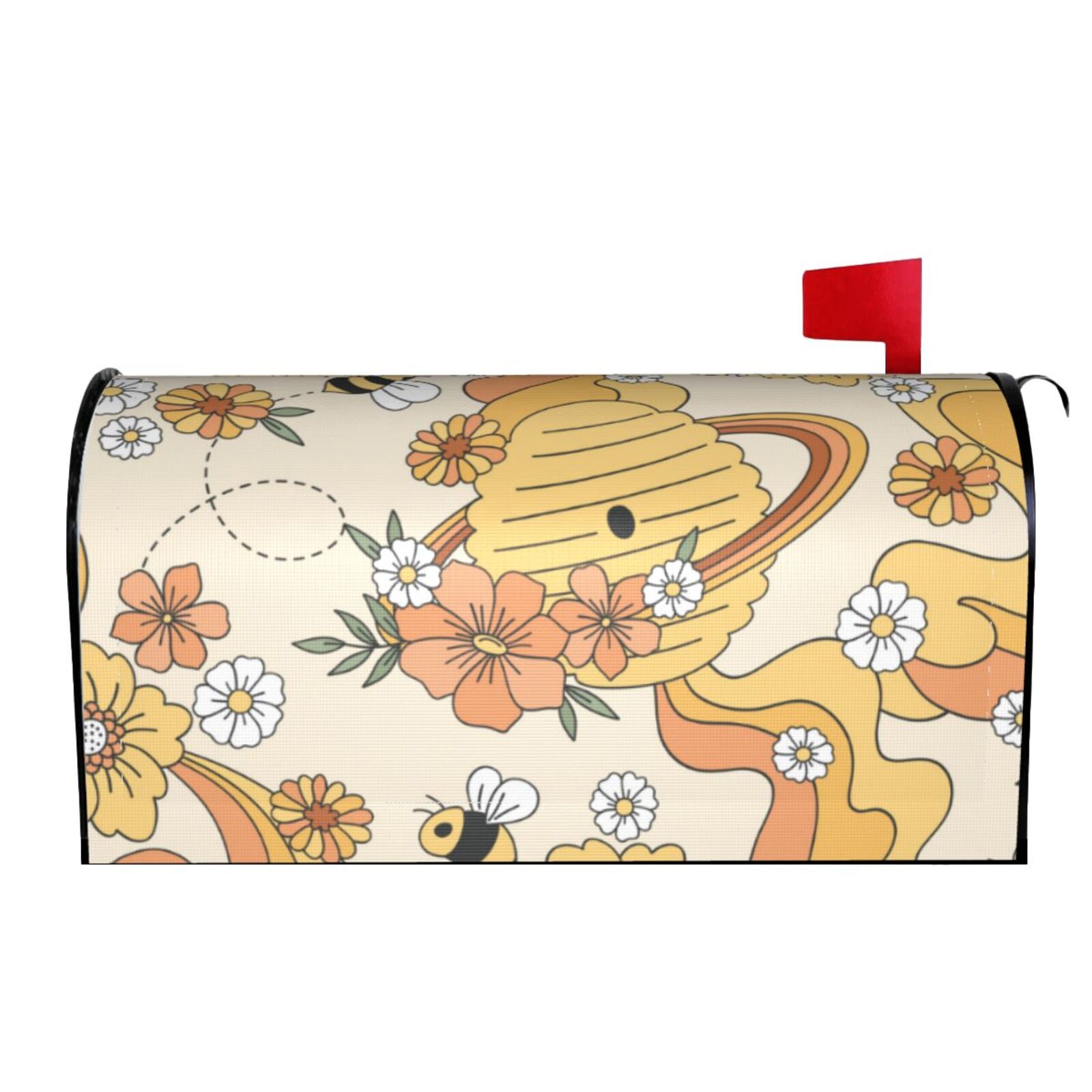 Xecao Groovy Floral for Mailbox Cover with Magnetic Strips, Waterproof and Sunscreen, Adds a Decorative Touch to Your Garden Yard.