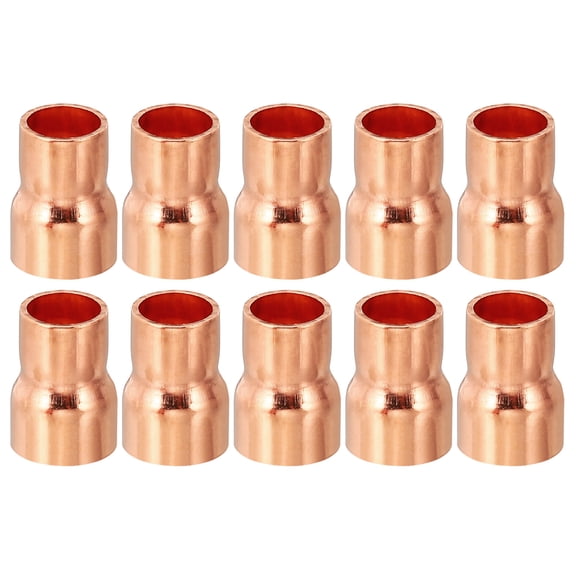 Uxcell 1/2" to 3/8" ID Copper Reducer, 10pcs Copper Reducing Coupling Pressure Fitting Pipe Tube Connector Adapter