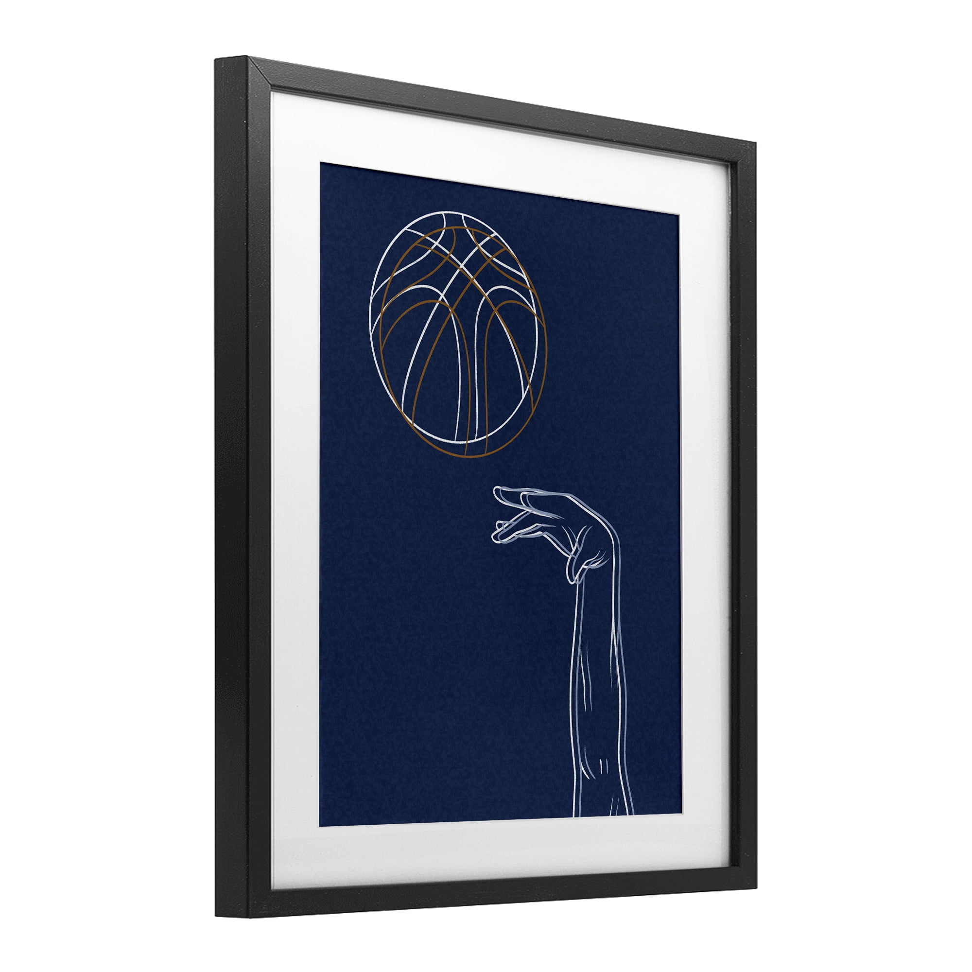 Stupell Industries Basketball Lines Contour Black Framed Print Under Glass, design by Marcus Prime