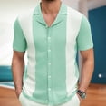 thumbnail image 2 of Mens Camisas de Verano de Punto de Color Sólido Manga Corta Cuello de Vuelta, Ligero Casual Bajo las Camisas para Hombres, 2 of 8