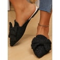 thumbnail image 3 of Frontwalk Womens Flat Slides Slip On Backless Loafers Pointed Toe Mules Flats Dance Fashion Ladies Black Bow 6, 3 of 7