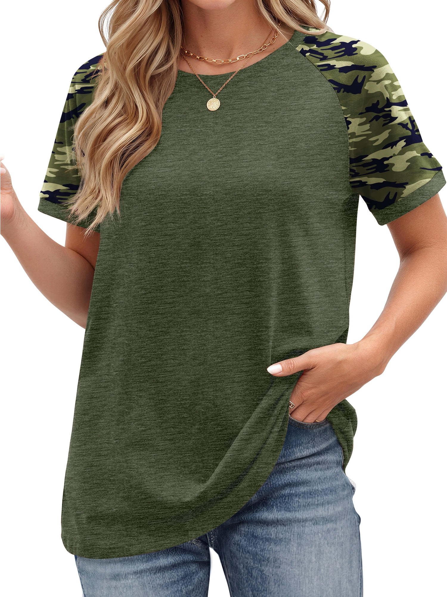 Fantaslook Color Block T Shirts for Women Crewneck Short Sleeve Tops Summer Blouses Fashion Clothes