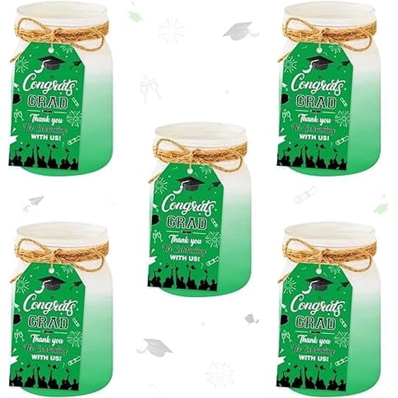 50 Pieces Green Graduation Thank You Favor Tags, Congrats Grad Thank You for Celebrating with Us Gift Wrapping, High School Happy College Theme Hanging Labels Class of 2025 Decoration