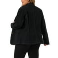 thumbnail image 3 of Agnes Orinda Women's Plus Size Denim Blazer Notched Lapel Button Work Jean Jackets 4X Black, 3 of 6