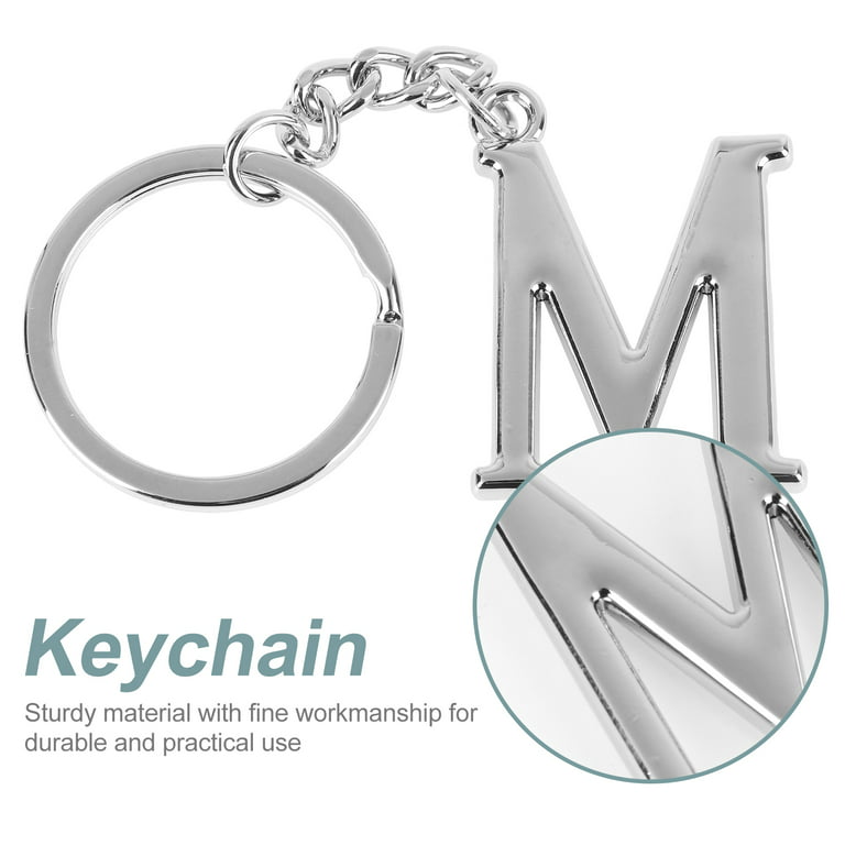Letter M Keychain Silver Stainless Metal Initial Key Ring Fob, Personalized  Gift