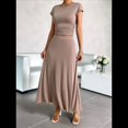 thumbnail image 4 of Conjunto de Vestido de Cóctel Formal con Top Fruncido y Corte A para Mujer Color Café M, 4 of 10