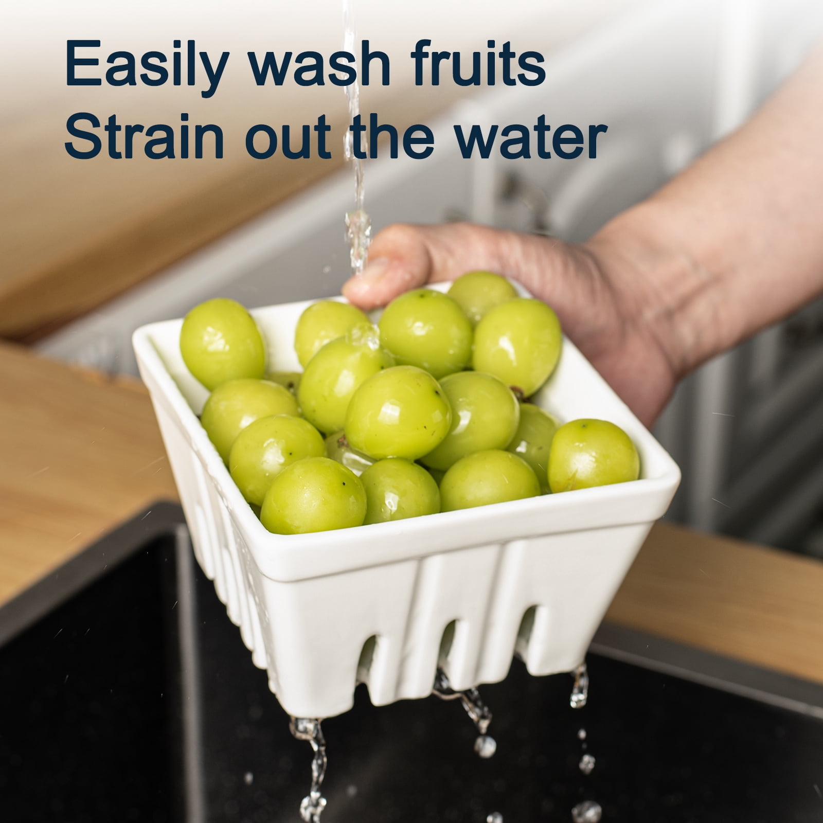 Dizada Ceramic Berry Basket with Lids