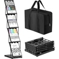 thumbnail image 1 of Tatuo 1 Piece Foldable Magazine Rack Metal Catalog Literature Rack Portable 4 Pockets with Carrying Bag Brochure Stand Literature Display Holder Stand for Exhibition Trade Show, 1 of 6