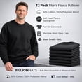 thumbnail image 3 of BILLIONHATS 12 Pack Mens Adult Crewneck Fleece Lined Pullover Sweatshirt Bulk, BLack Color, Wholesale Multipack Donation for Homeless (Medium), 3 of 6