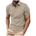 thumbnail image 2 of Fnnxeal Mens Polo Shirts, Solid Summer Casual Shirt With Short Sleeves Lightweight Collared Shirt for Men Khaki, 2 of 8