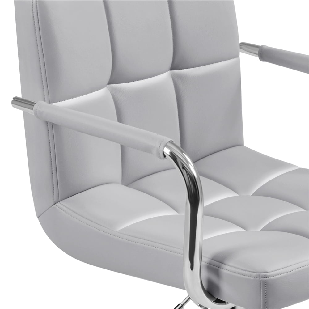 Alden Design Adjustable Swivel Bar Stools Modern Faux Leather Bar Chair Set of 2, Light Grey