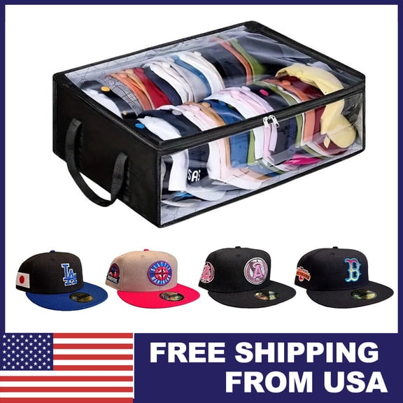 ConPush Hat Storage Dust Bag Baseball Cap Organizer Clear Zipper Large Capacity Holds 40 Caps