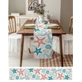 thumbnail image 4 of Table Runner 72 Inches Long for Kitchen Dining, Red Teal Starfish Coastal Dresser Scarf Farmhouse, Dining Table Decorations for Wedding/Parties, Summer Beach Nautical Coral Sea 14 x 72 In, 4 of 9