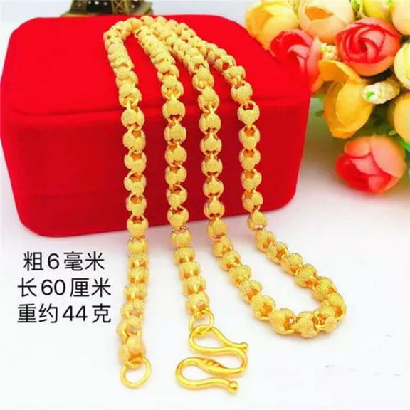 EOEMY Lady'S 22K 23K 24K Thai Baht Gold Filled Yellow Gp Necklace Jewelry-6mm