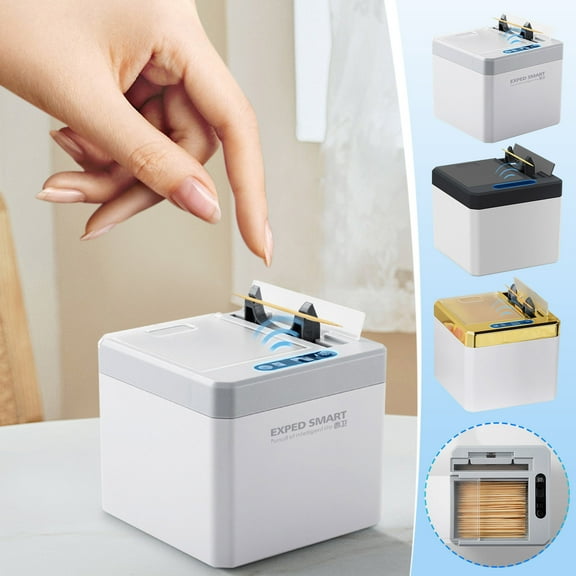 Automatic Toothpick Dispenser | Intelligent Infrared Induction | Electric Powered | Flip-Top Lid | Quiet Operation | Durable Material | Home Restaurant Hotel Office | 1 Piece | Convenient Hygienic