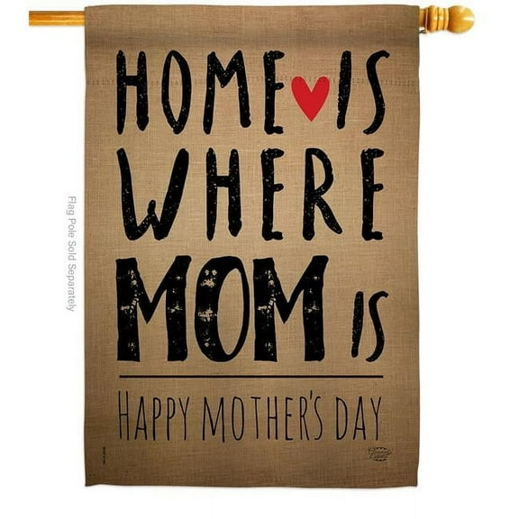 Ornament Collection H192066-BO Home is Where Mom Family Mother Day 28 x 40 in. Double-Sided Decorative Vertical House Flags for Decoration Banner Garden Yard Gift
