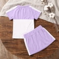 thumbnail image 5 of LJEFF Girls Color Block T-Shirt & Skort Set, Elastic Waist Soft Short Sleeve Comfortable Casual 2PC Outfit Purple Size 4 T, 5 of 9