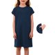 thumbnail image 2 of Vestido de Primavera de Niña Vestidos Sueltos Casuales con Bolsillos para 5-14 Años Vestido de Verano de Manga Corta Estirable Suave Y Cómodo para las Vacaciones Escolares, 2 of 9