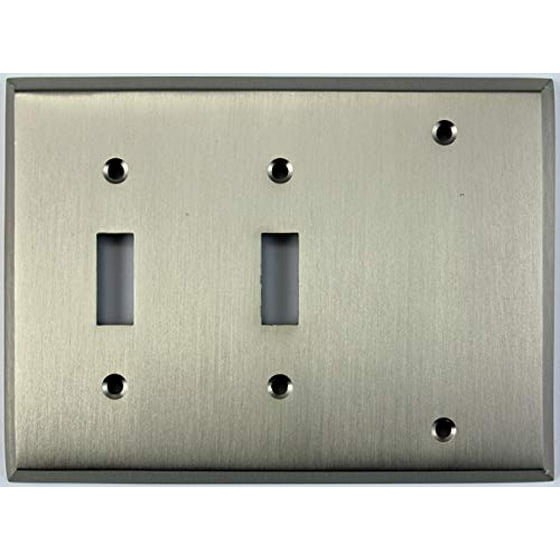 Classic Accents Satin Nickel 3 Gang Combo Wall Plate 2 Toggle Switches 1 Blank