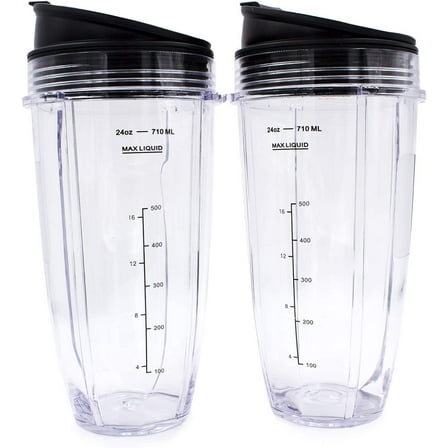 Replacement Blender Cup with Lid (2 Pack) 24 Oz Cups For Ninja Auto iQ BL480 BL482 BL642 BL682 BL450 BN401 BN751 BN801 Foodi SS351 SS151 SS401 Ninja Blender Auto iQ Blade