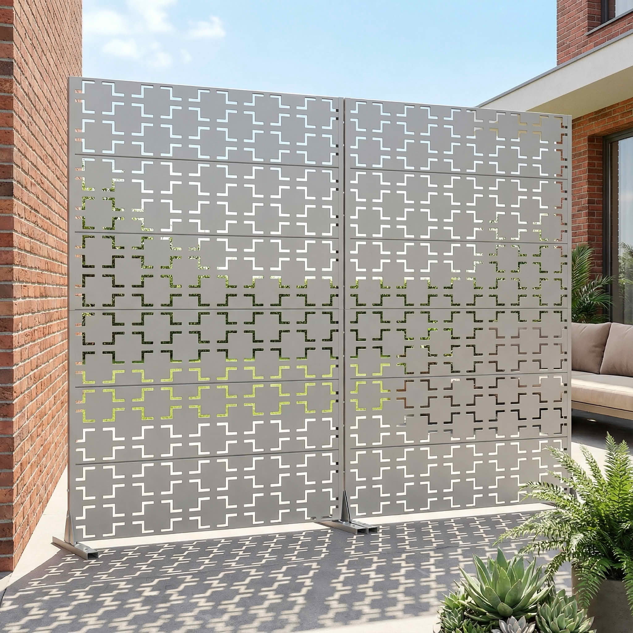 MAYEERTY 72x47 Gray Double-sided Outdoor Natural Privacy Panel Screen, 6 Piece Set Natural Folding Divider for Backyard and Garden
