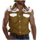 thumbnail image 1 of Camisas de Cuello para los Hombres de Moda Casual Imprimir Turndown Cuello sin Mangas Bolsillos Deportivos Tanque, Ligero Top de Verano, 1 of 5