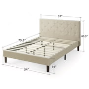 Zinus Shalini 41 Upholstered Platform Bed, Beige, Full