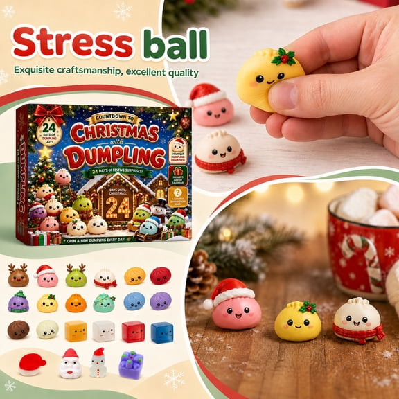 Mystery Dumpling Advent Calendar 2026, 24‑Day Christmas Countdown Blind Box with Kawaii Bao Bun Squishy Toys, Sensory Fidget Stress Relief Gifts for Party Favors & Stocking Stuffers