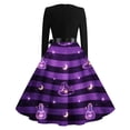 thumbnail image 3 of Womens Halloween Dress Pumpkin Costume Dresses Vintage Bat Print Dress A Line Dress Halloween Themed Plus Size Clothes Purple 5XL, 3 of 6