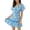 Blue, variant on Womens Boho Mini Dresses Causal Short Sleeve Wrap Summer Beach Dress V Neck Short Sundress with Belt Blue M