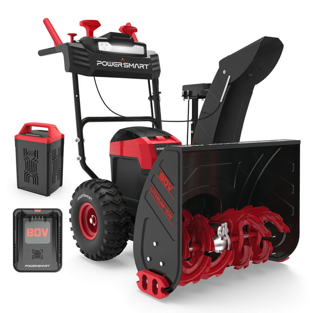 PowerSmart 24″ 2-Stage 80V Cordless Snow Blower, Battery and Charger Includedr