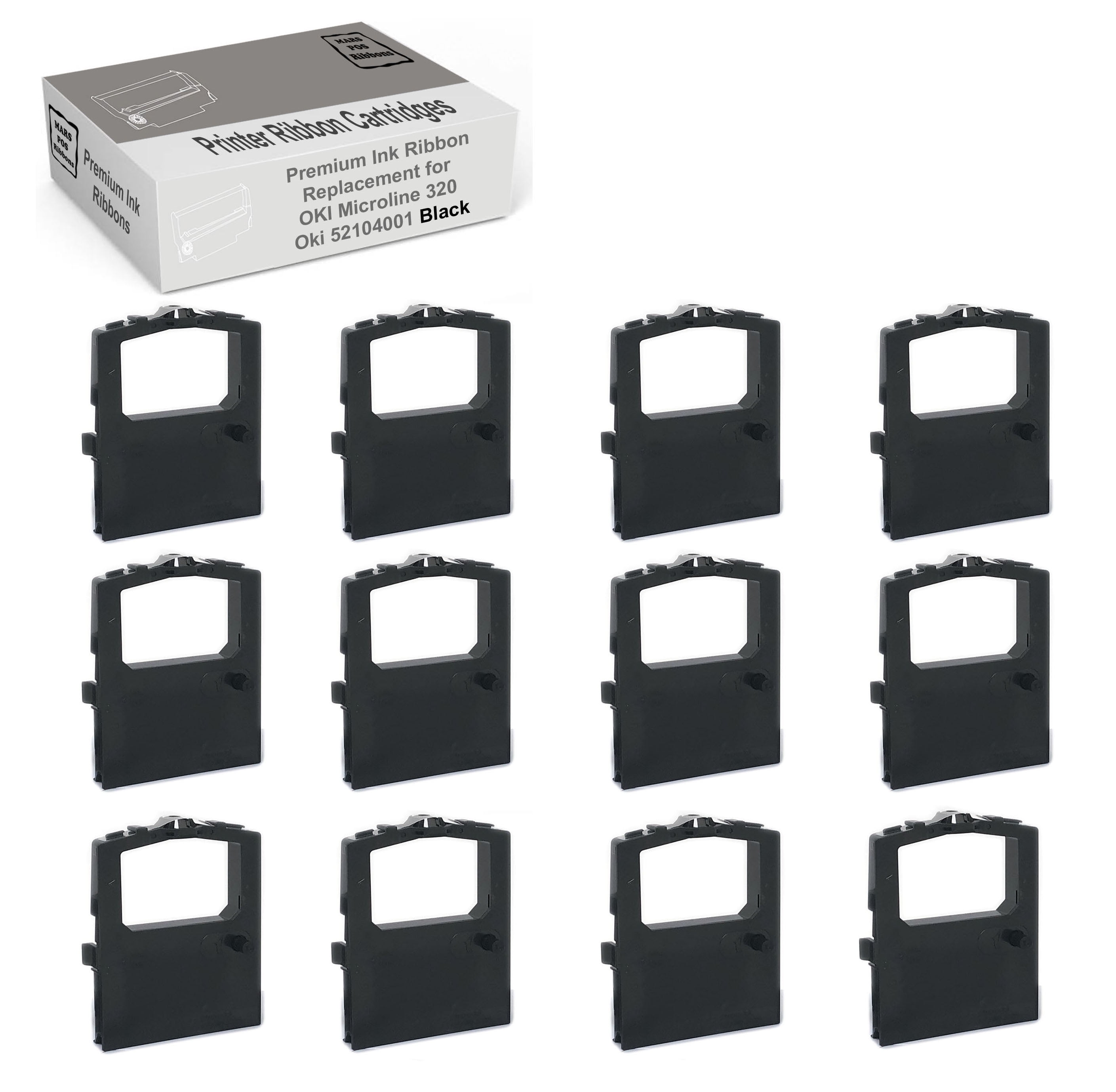 12 Pack Ink Ribbon Replacement for Okidata 320 420 Turbo 52102001 52104001 12-pk, Black 