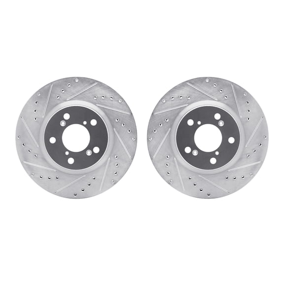 Dynamic Friction Company Front Brake Rotors-Drilled and Slotted-Silver 7002-59040