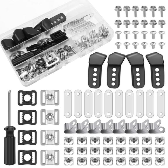 81 Pcs Football Helmet Repair Kit, Hockey Helmet Replacement Parts Including Visor Clips J Clips Screwdriver Chin Strap Adapter Maintenance Tools for Baseball, Softball Helm
