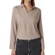 thumbnail image 1 of Top de mujer de color liso, manga larga y cuello en V con solapa - Poliéster y spandex - Corte ajustado para uso informal, 1 of 4