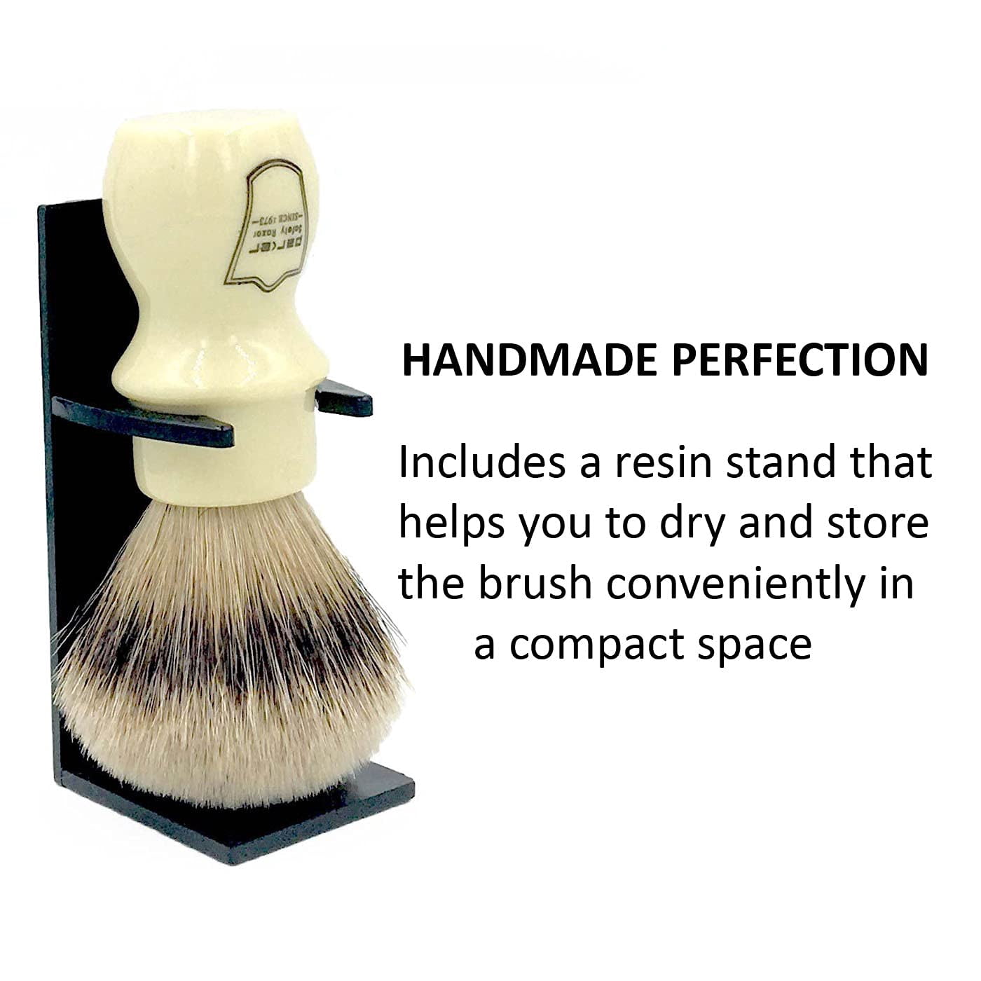 Parker Safety Razor Silvertip Shaving Brush with Brush Stand - Extra Soft Bristles -(Ivory Color)