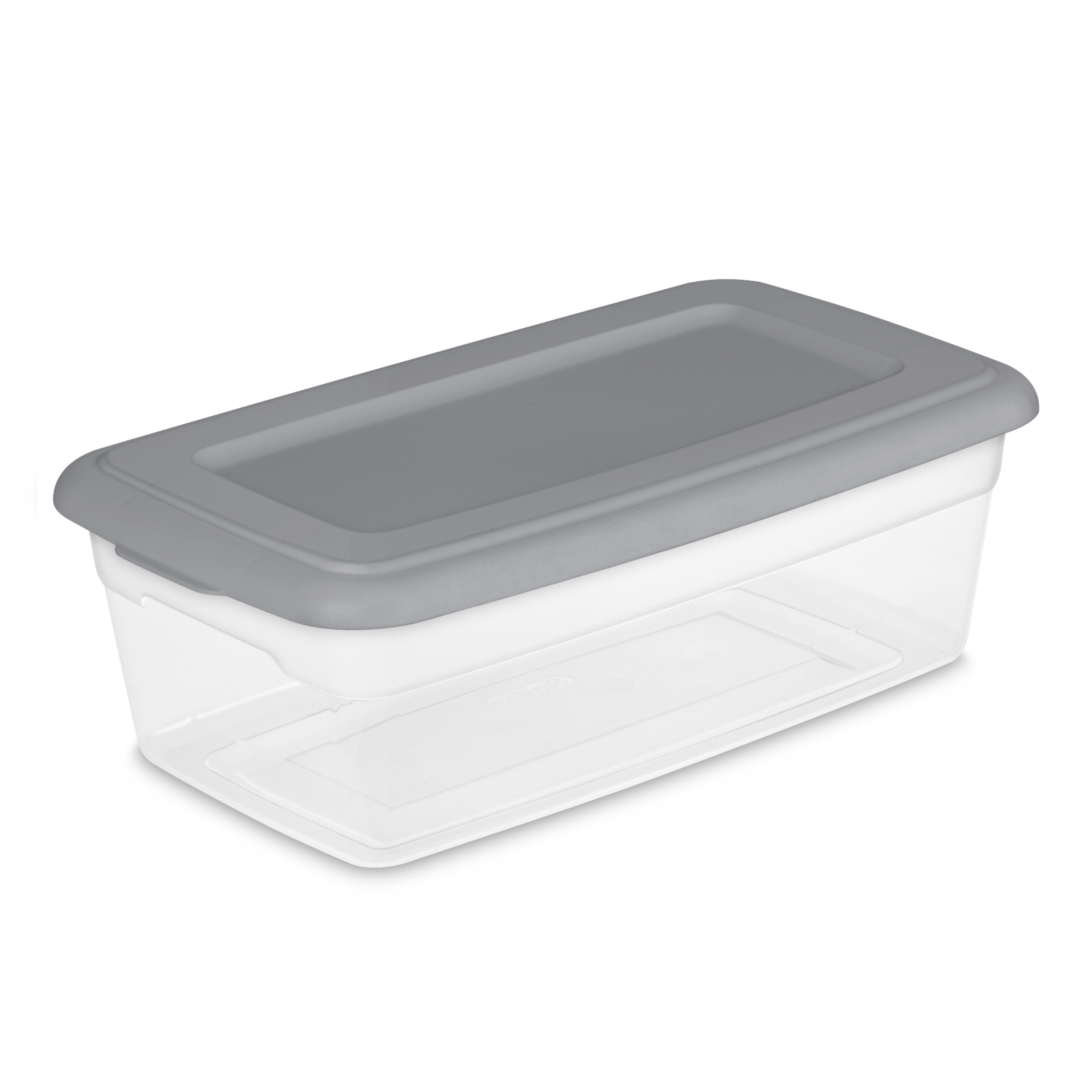 Sterilite Set of (10) 6 Qt. Clear Plastic Storage Boxes with Gray Lids - image 3 of 8