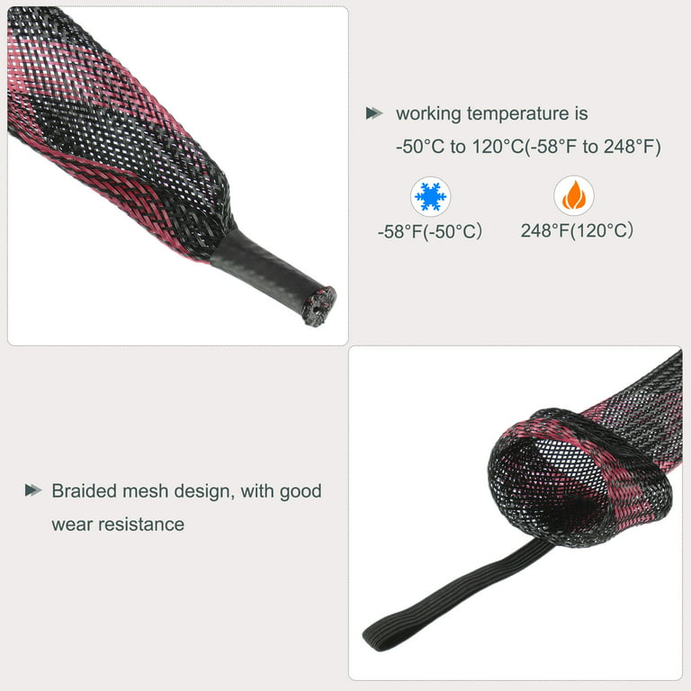 Uxcell 1.7m Black Red Fishing Rod Sleeve Rod Sock Cover Braided Mesh Rod  Protector 2 Pack 