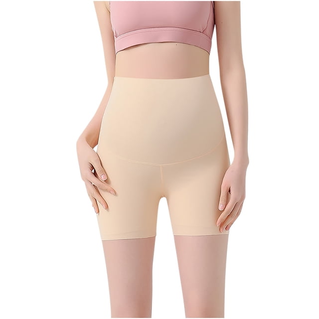 Qtocio Plus Size Maternity Shorts Solid Color Chafe Free Summer Undershorts