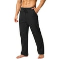 thumbnail image 2 of Domuza Men's Yoga Sweatpants Open Bottoms Casual Athletic Jersey Pants Relaxed Fit Straight Leg Lounge Pants with Pockets Navy L, 2 of 6