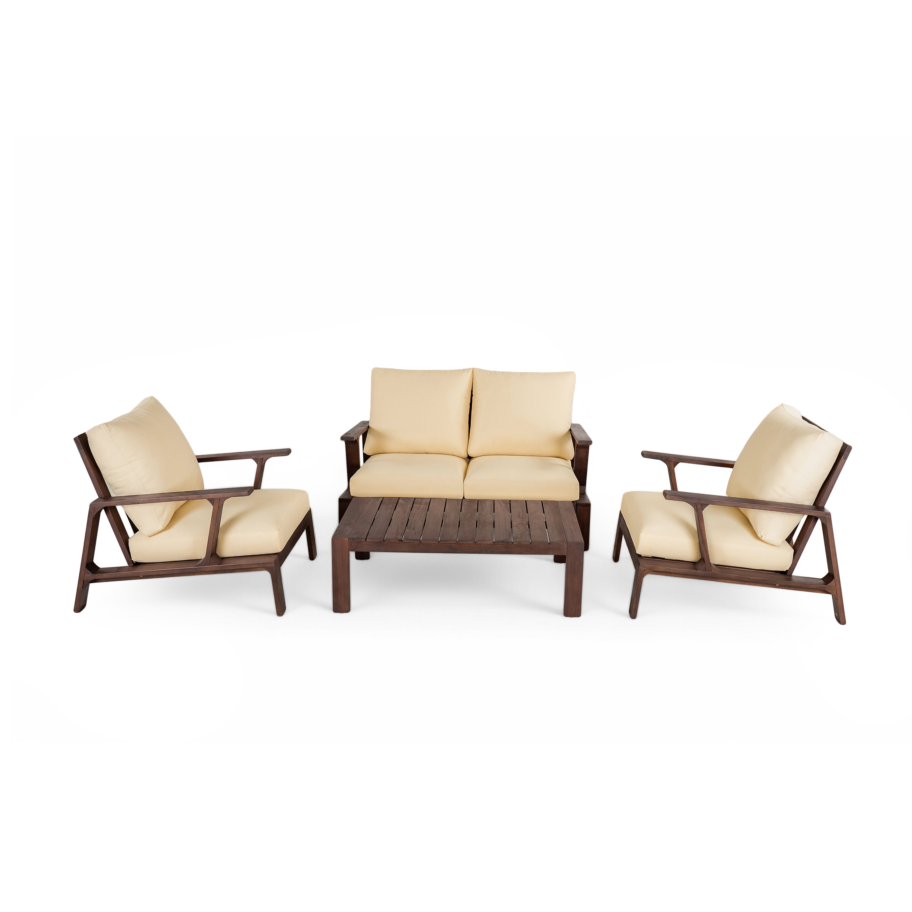 EUROCO 4 Pieces Outdoor Sofa Set 4-person Patio Seating Group Outdoor Conversation Set with Cushions and a Coffee Table for Patios, Gardens, or Balcony