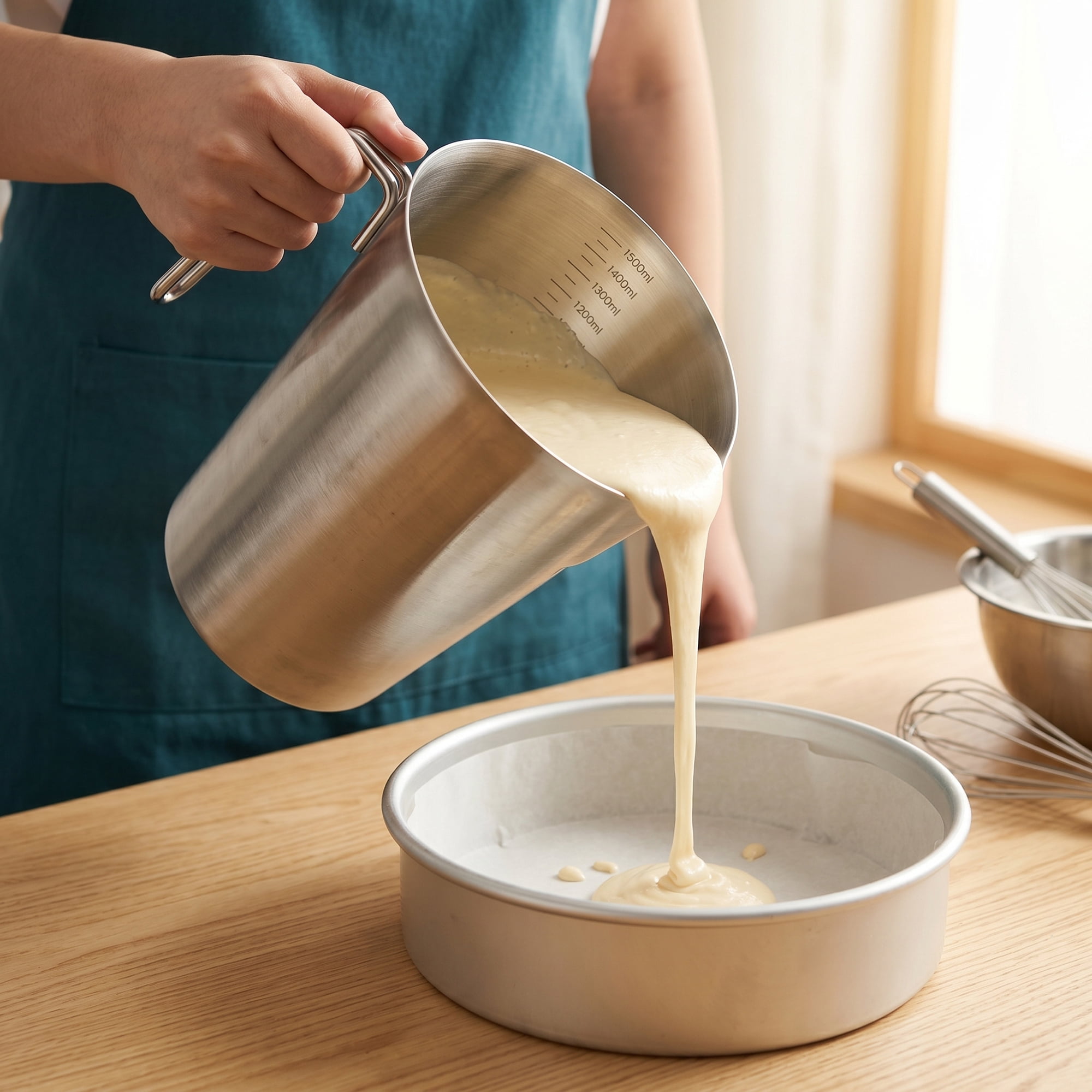 Unique Bargains Stainless Steel Measuring Cup for Kitchen Use Silver 1500ml
