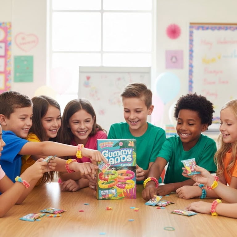 Friendship Exchange Gummy Bands Candy, Tropical Fusion Flavor, 24