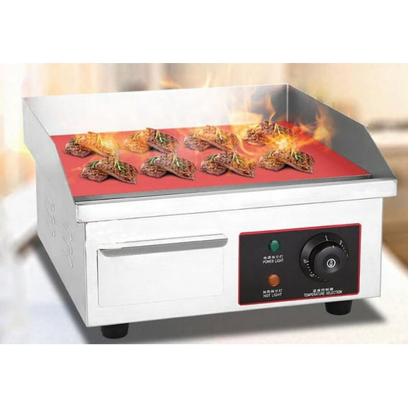 PreAsion Commercial Electric Countertop Flat Top Griddle Stainless Steel Non-Stick Griddle Grill with Adjustable Temperture Control 110V for Teppanyaki 1500W