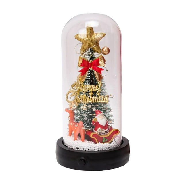 de Navidad de mesa LED, miniárbol de Navidad con luz, adorno de escritorio, manualidades, de Navidad Artificial de vidrio de resina para Estilo A