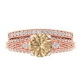 thumbnail image 2 of Clara Pucci 18K Rose Gold Round Cut 1.5Ct Synthetic Yellow Moissanite Engagement Ring + Matching Band - Luxury Box Included, 2 of 7